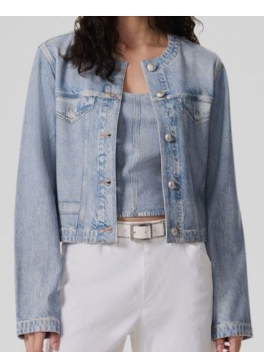 rag & bone Women's Blue Miramar Ponte Denim Effect Print Cora Jacket Size S